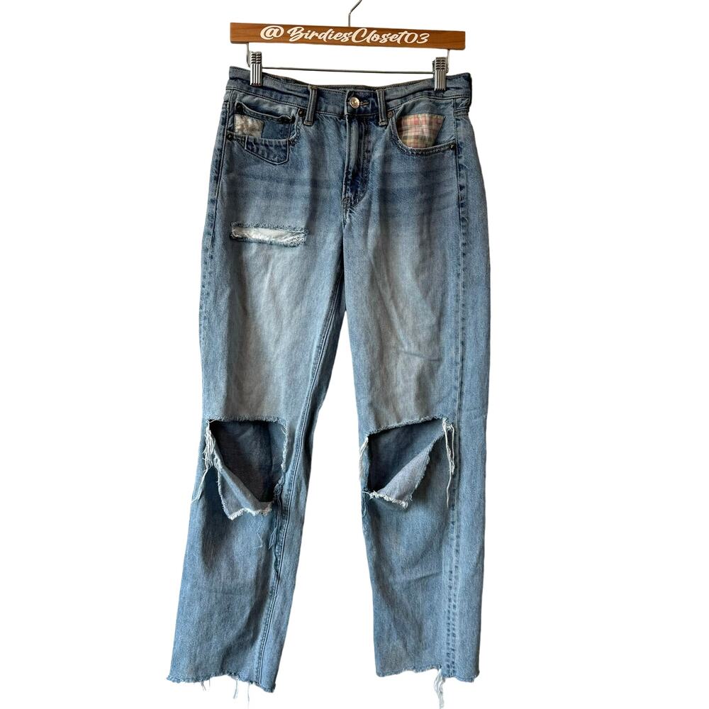 American Eagle 90s Straight Patchwork Distressed Y2K Jeans Artsy 6